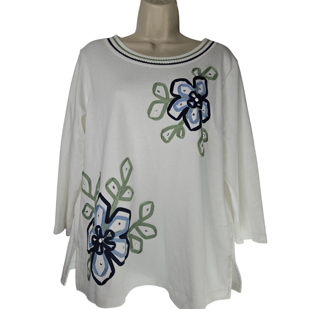 ALFRED DUNNER Size PL petite top Pullover 3/4 Sleeve Tunic Top $56 O0029